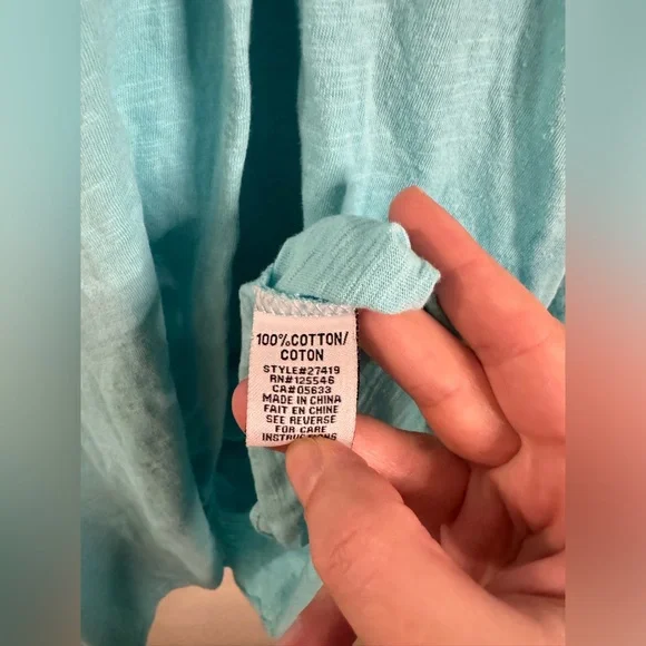 Habitat Blue Woman’s XL Cotton Long Sleeve Tunic Top Buttons Boho Scoopneck - Picture 5 of 8